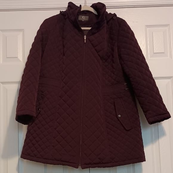 Gallery New York Quilted Jacket in Plum Purple 1X - Picture 1 of 17